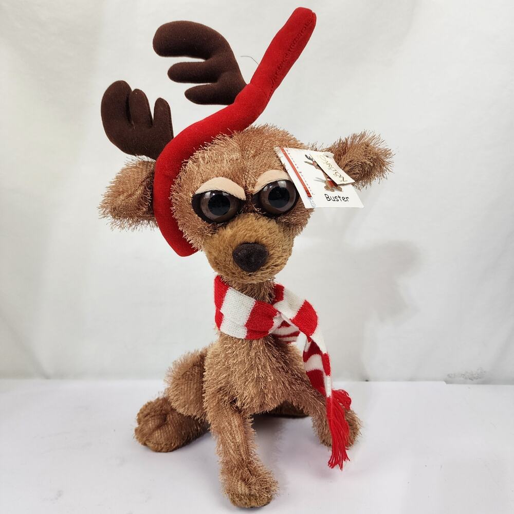 Carlton Cards Buster the Dog 18" Plush Twisted Whiskers Skinny Big Eye Christmas